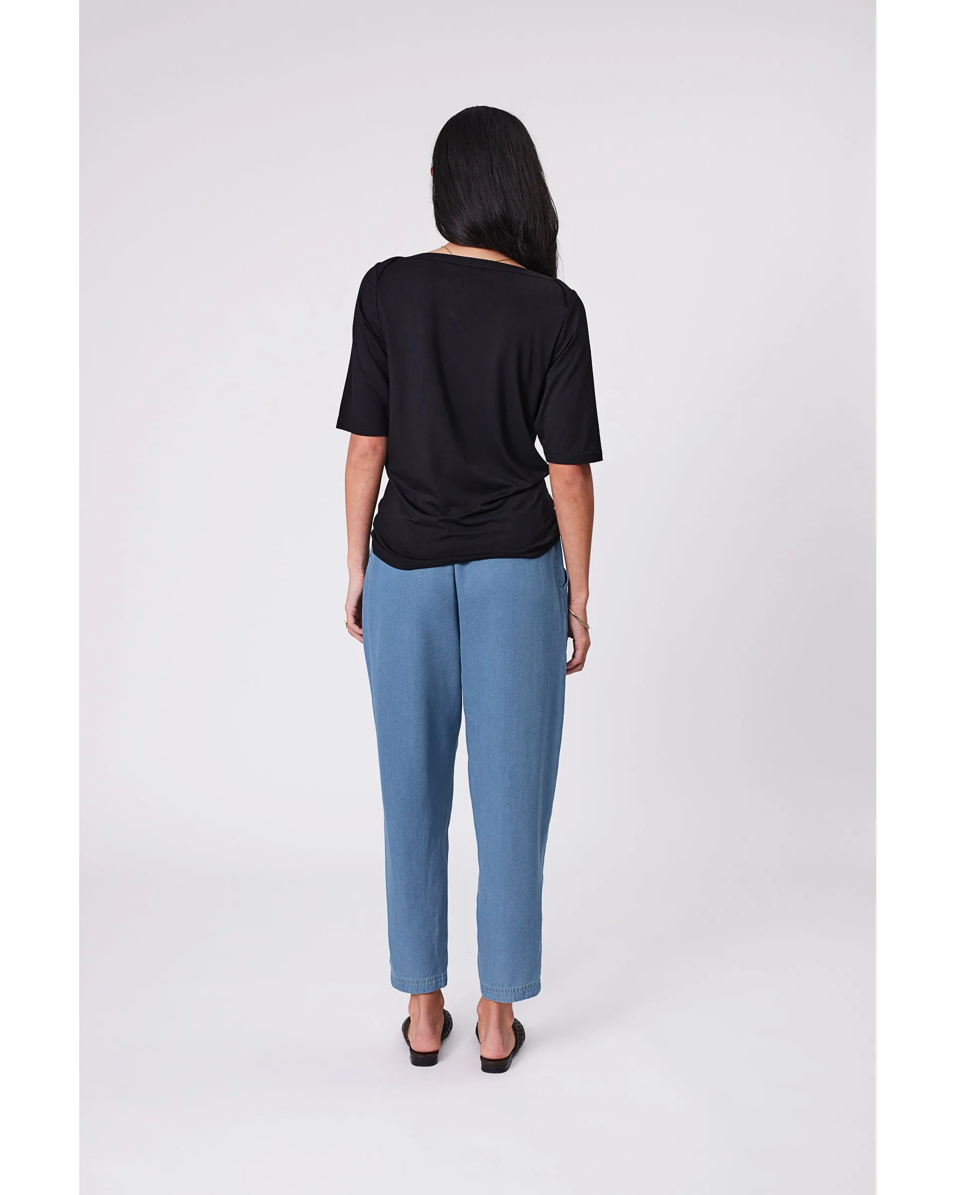 Marlow Level Boat Neck Tee - Black