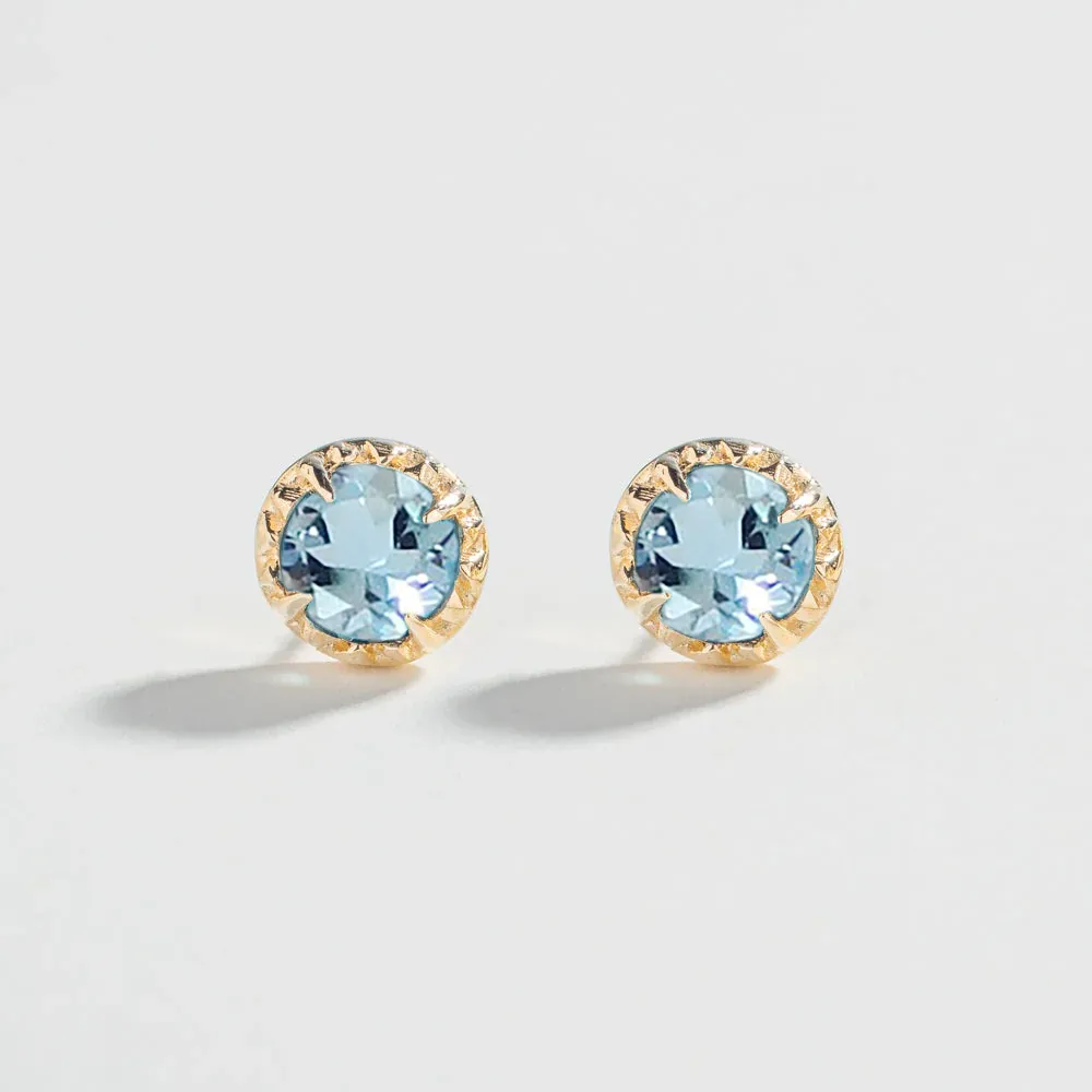 MATRIX HALO STUDS | 14K GOLD & AQUAMARINE