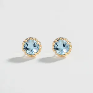 MATRIX HALO STUDS | 14K GOLD & AQUAMARINE