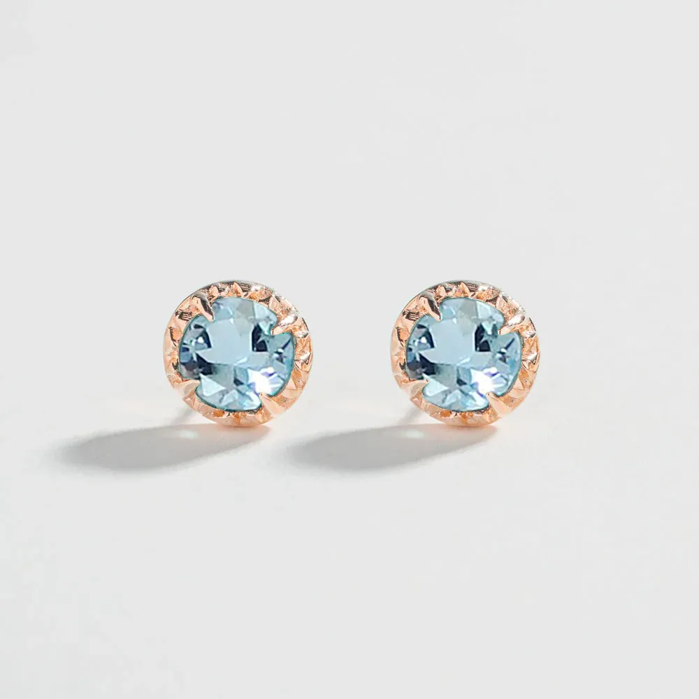 MATRIX HALO STUDS | 14K GOLD & AQUAMARINE