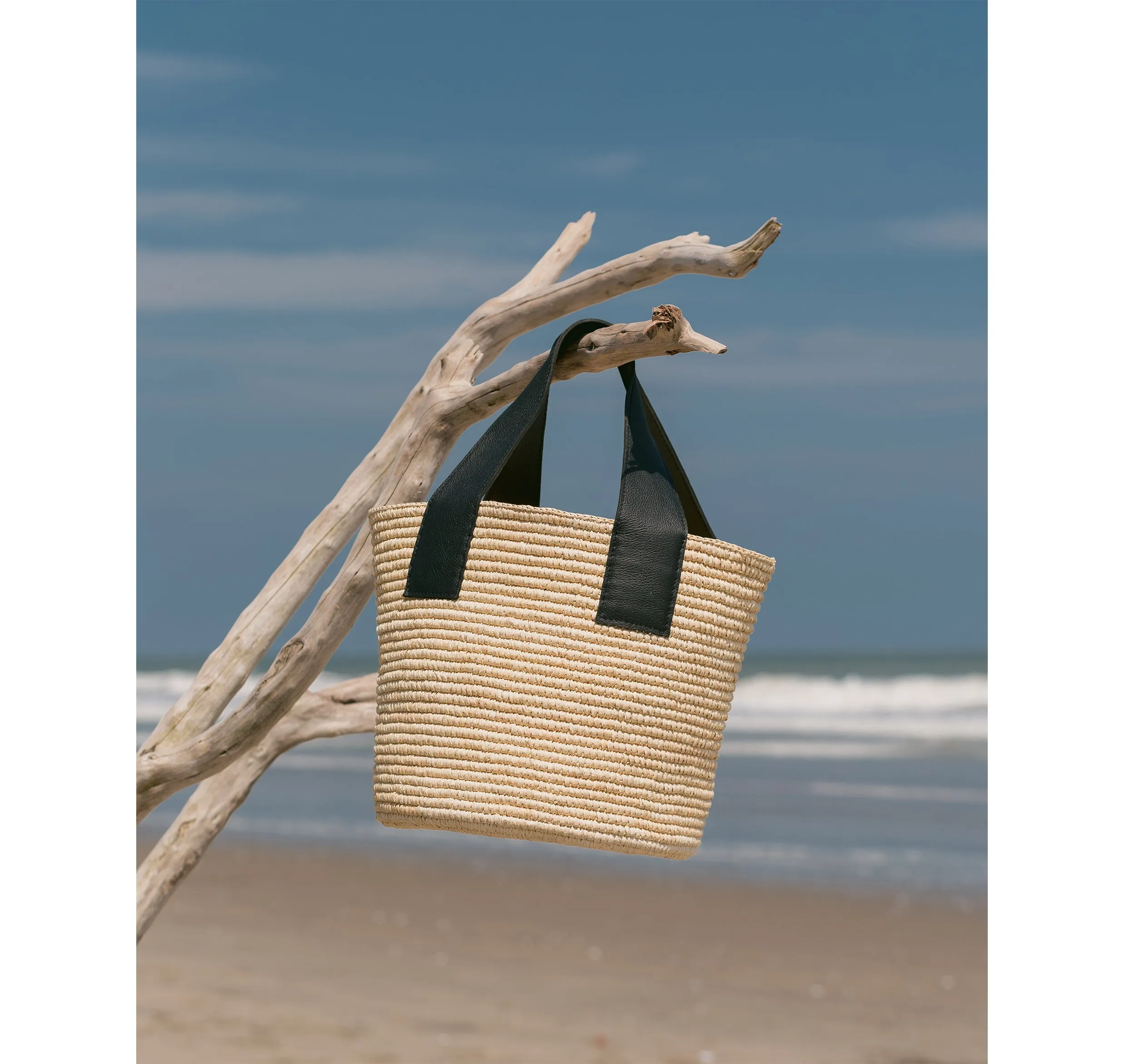 Maxi Tote Woven Straw With Leather Handle