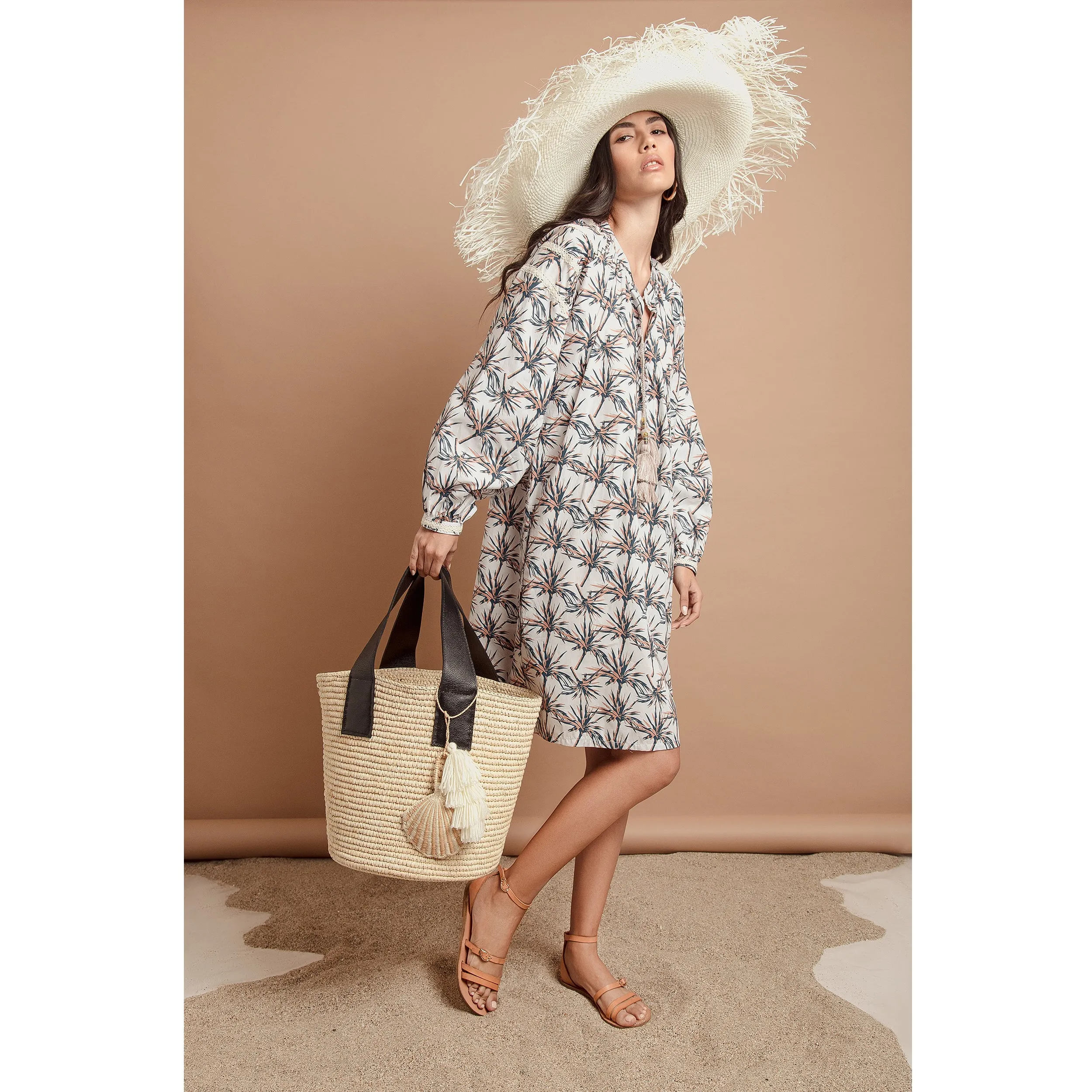 Maxi Tote Woven Straw With Leather Handle