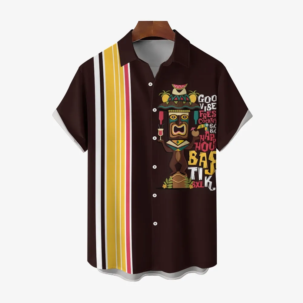 Men's TIKI ART Casual Short Sleeve Shirt 2403000713