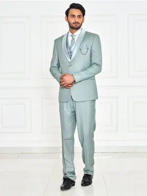 Mens Unique Sea Green Sleek Finish Tux
