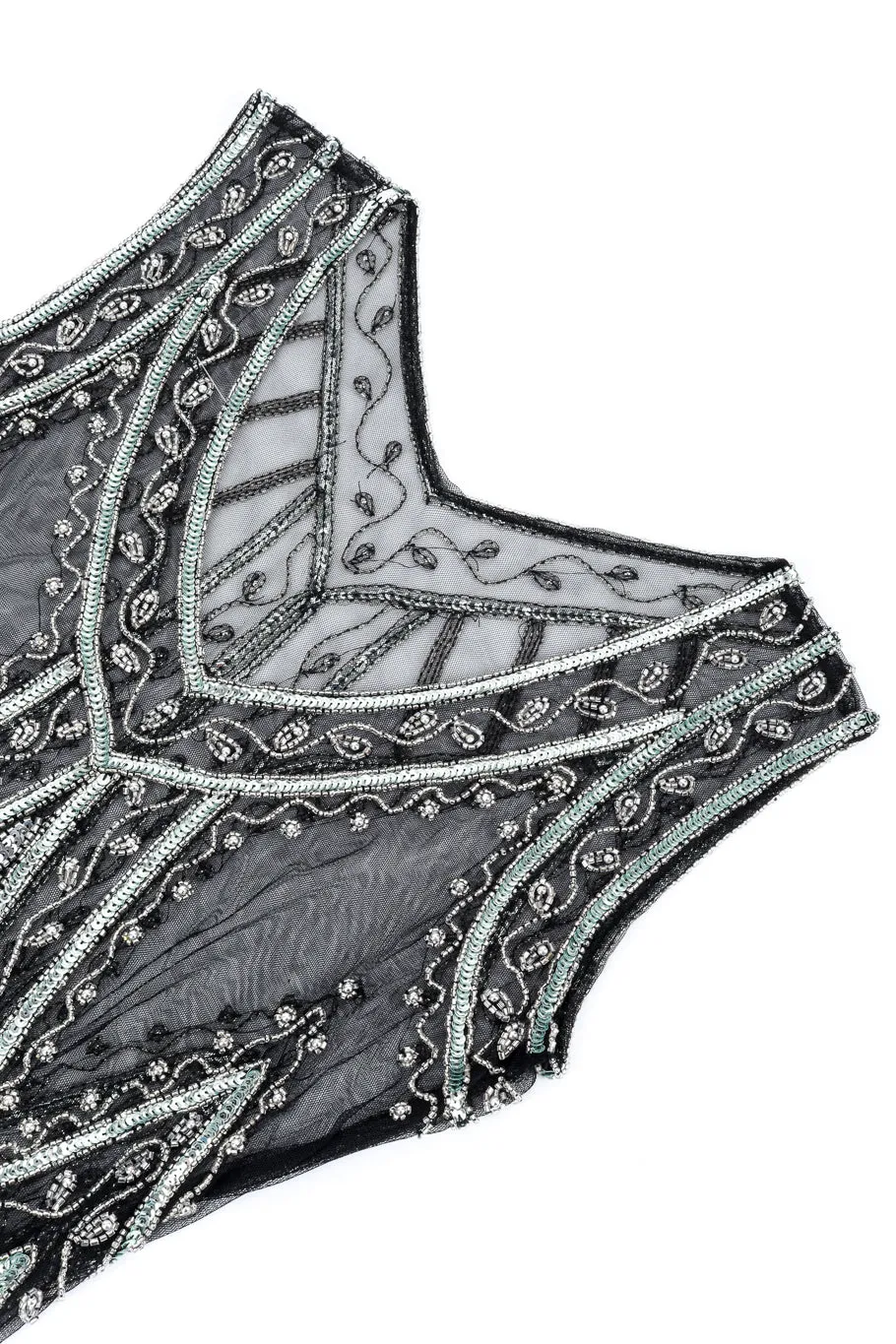 Metallic Pearly Beaded Fringe Flapper Dress