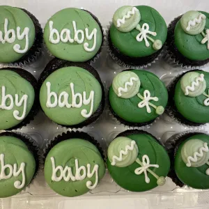 Mini "Sage, Oh Baby" Theme Dozen Cupcakes