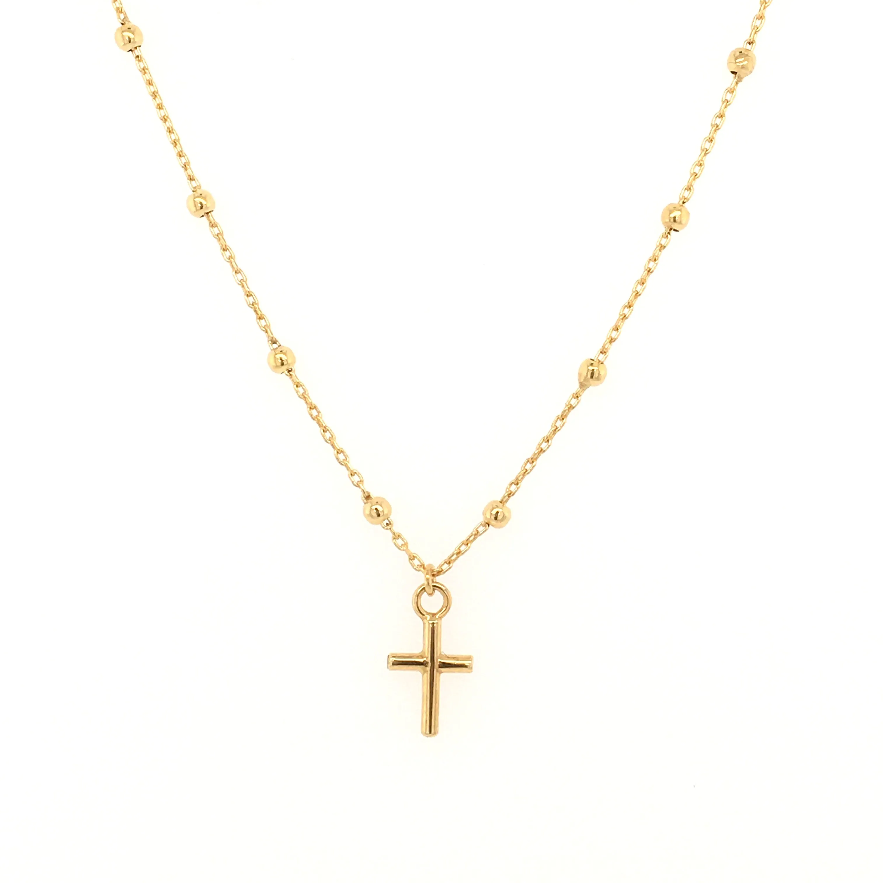 Miniature Cross on Beaded Necklace