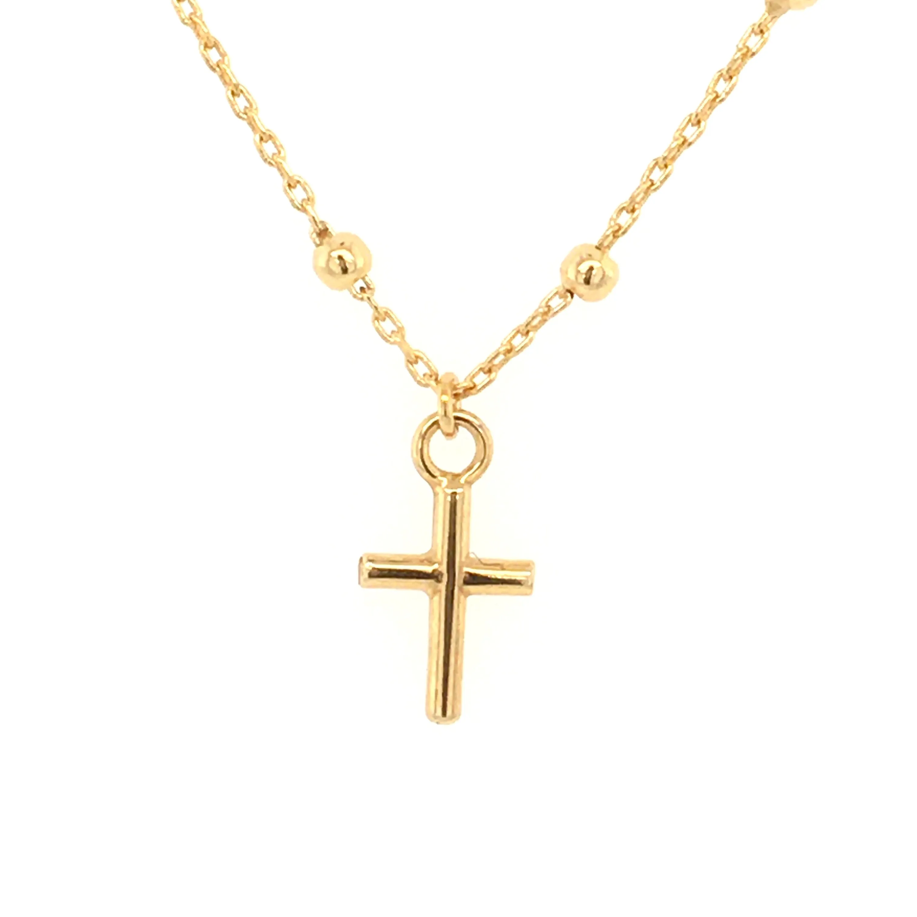 Miniature Cross on Beaded Necklace