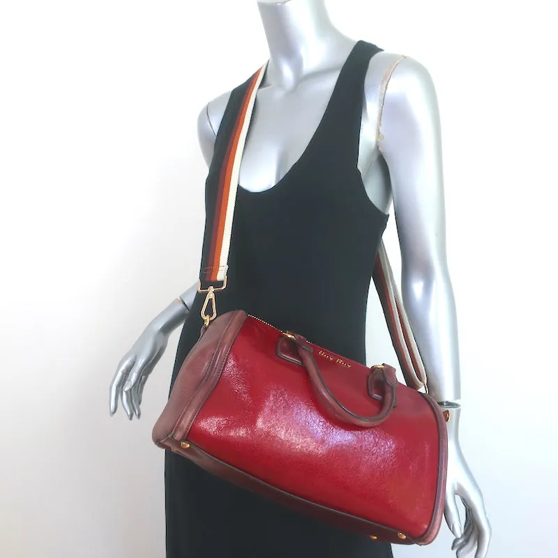 Miu Miu Colorblock Boston Bag Red & Burgundy Leather Medium Crossbody