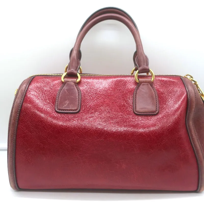 Miu Miu Colorblock Boston Bag Red & Burgundy Leather Medium Crossbody