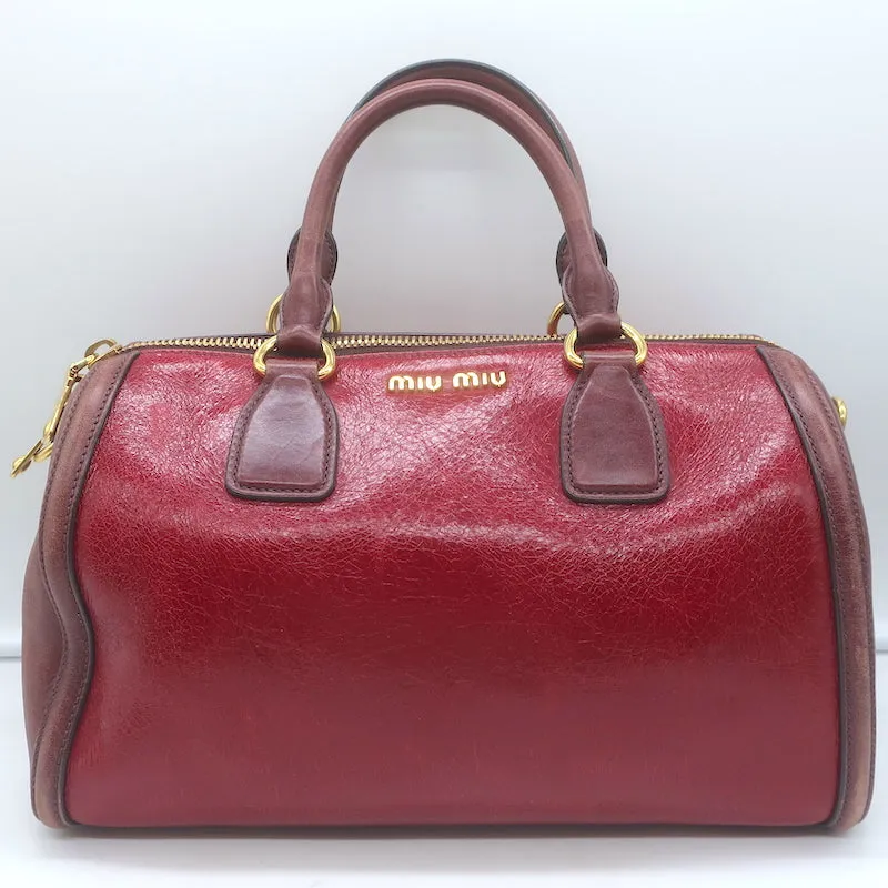 Miu Miu Colorblock Boston Bag Red & Burgundy Leather Medium Crossbody