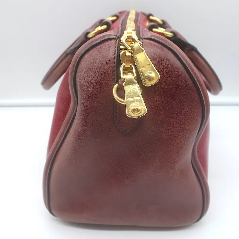 Miu Miu Colorblock Boston Bag Red & Burgundy Leather Medium Crossbody