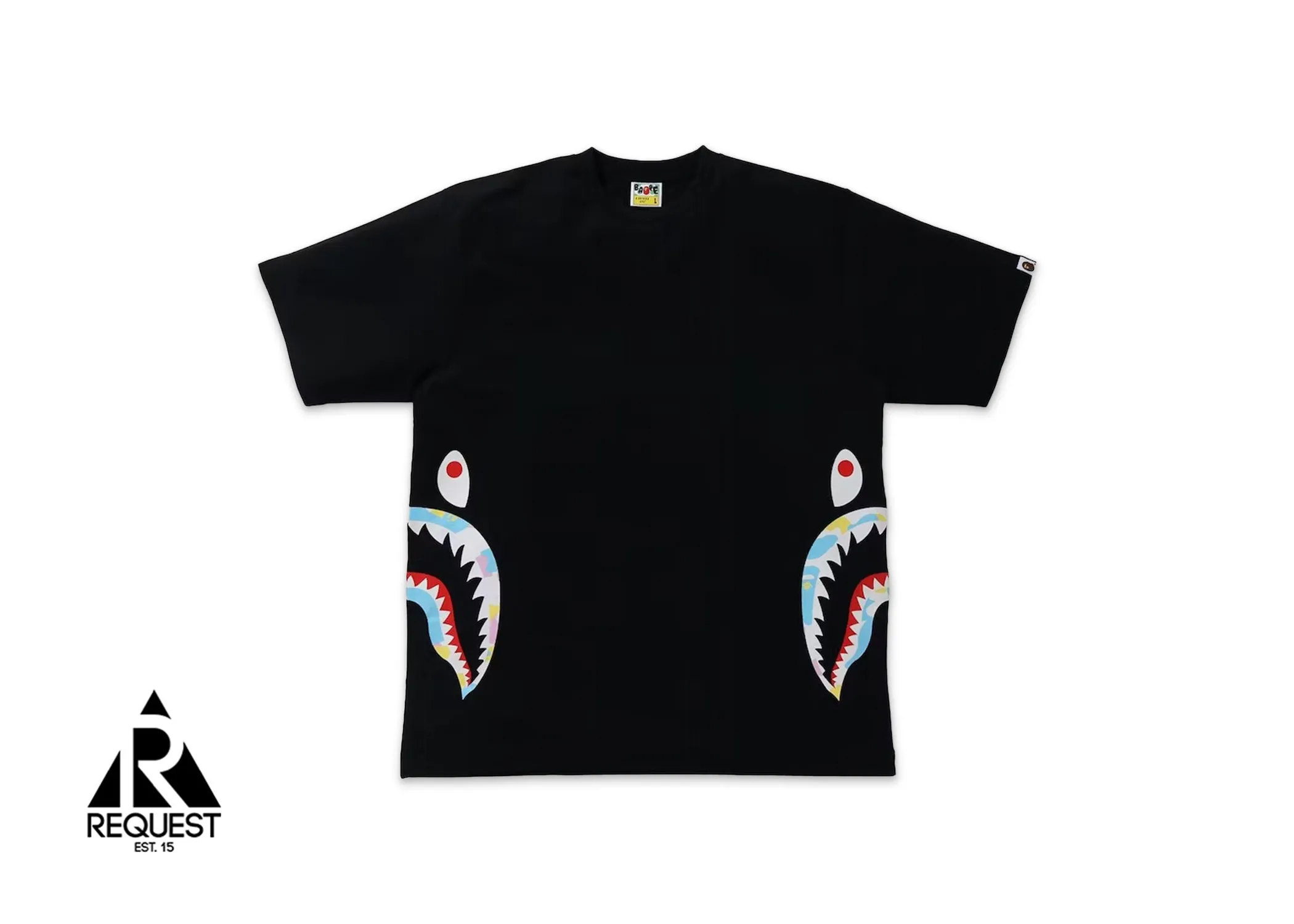 Multi Camo Side Shark Relaxed Tee “Black”