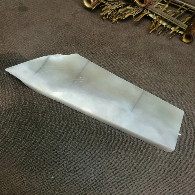 Natural Kunlun Jade Rough Nephrite Raw (208g,16.5X6.5X0.95cm)