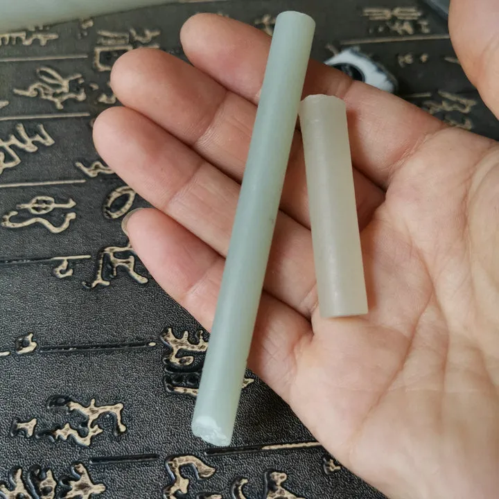 Natural Kunlun Jade Rough Nephrite Raw (9X0.85X0.85cm & 4.5X1X1cm)