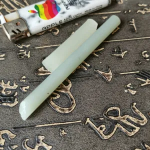 Natural Kunlun Jade Rough Nephrite Raw (9X0.85X0.85cm & 4.5X1X1cm)