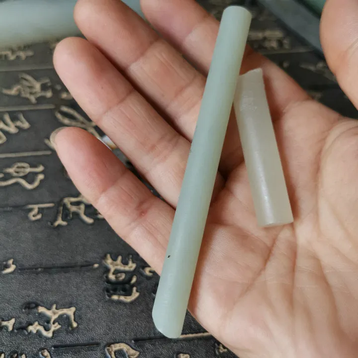 Natural Kunlun Jade Rough Nephrite Raw (9X0.85X0.85cm & 4.5X1X1cm)