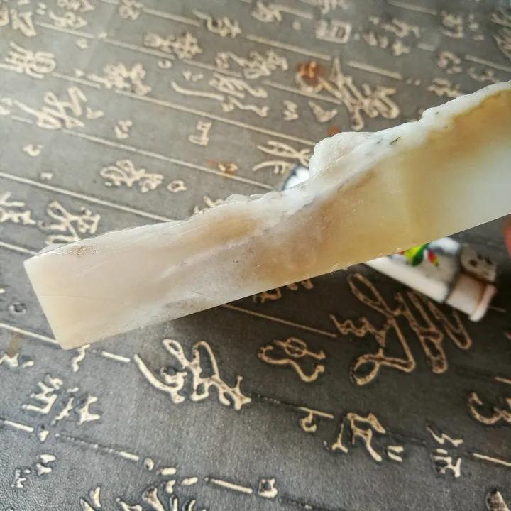 Natural Siberian Jade Rough Nephrite Raw (403g, 14.5X7.5X2.5cm)