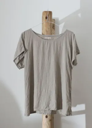 NEW Loose Linen Top Simplicity | Base Garment | Linen T-Shirt | Loose Top for Women | Relaxed Linen Blouse | Short Sleeve Linen Top | T-Shirt, Grey, Sz XL, Retails $130