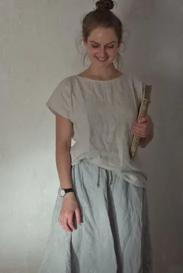 NEW Loose Linen Top Simplicity | Base Garment | Linen T-Shirt | Loose Top for Women | Relaxed Linen Blouse | Short Sleeve Linen Top | T-Shirt, Grey, Sz XL, Retails $130
