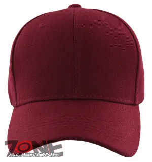 NEW! PLAIN SOLID ADJUSTABLE BASEBALL CAP HAT BURGUNDY