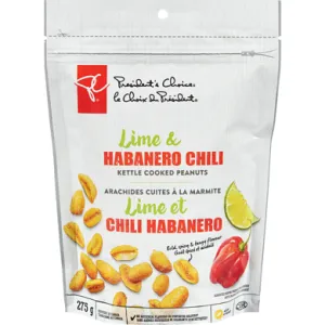 New President's Choice Lime & Habanero Chill Kettle Cooked Peanuts 275g BB:1/21/25