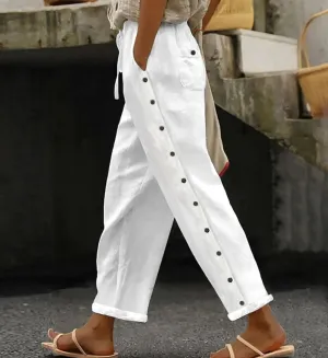 NEW Retails $75  Bovuf White Plain Side Pocket Pants Sz L