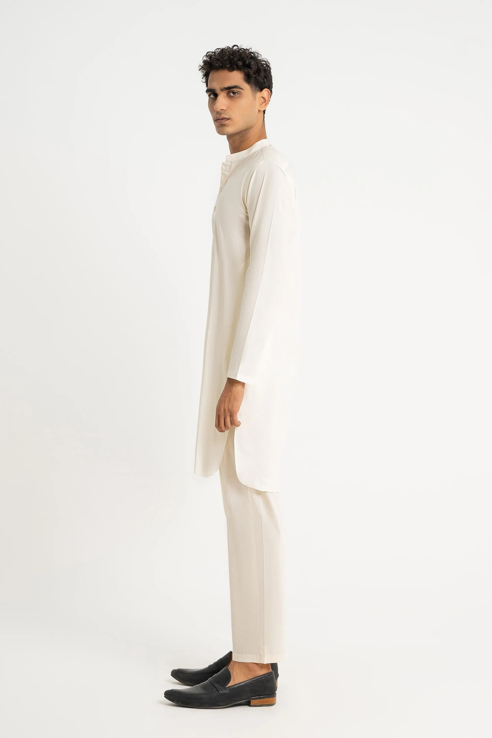 Off-White Cotton Dobby Kurta Trouser