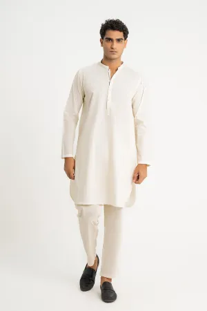 Off-White Cotton Dobby Kurta Trouser