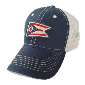 Ohio Flag Washed Trucker Hat - Navy