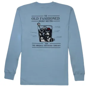 Old Fashioned Greeting Long Sleeve Tee: Oxford Blue