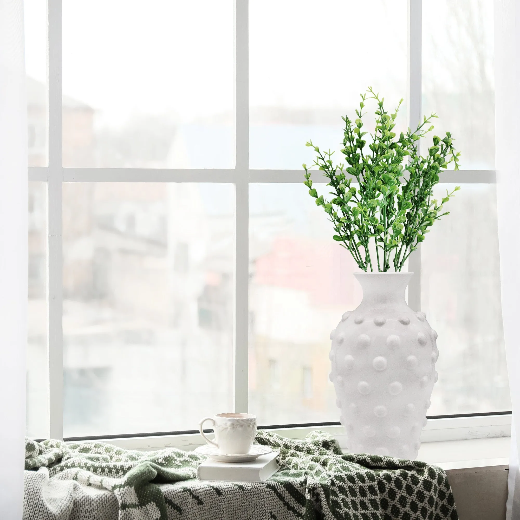Old-Fashioned White Hobnail Vase (Case of 4)