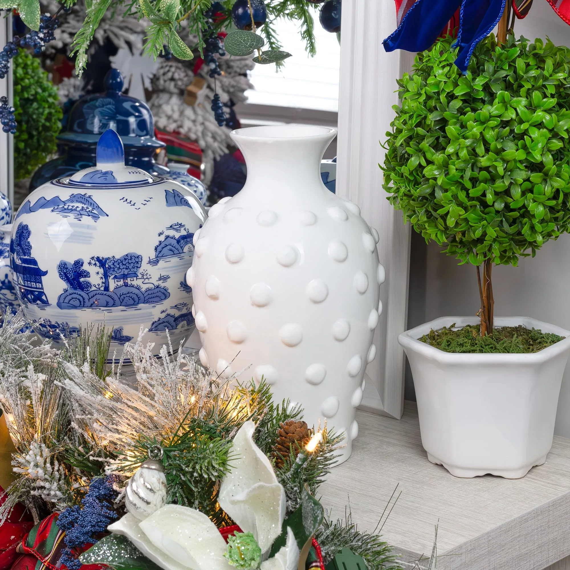 Old-Fashioned White Hobnail Vase