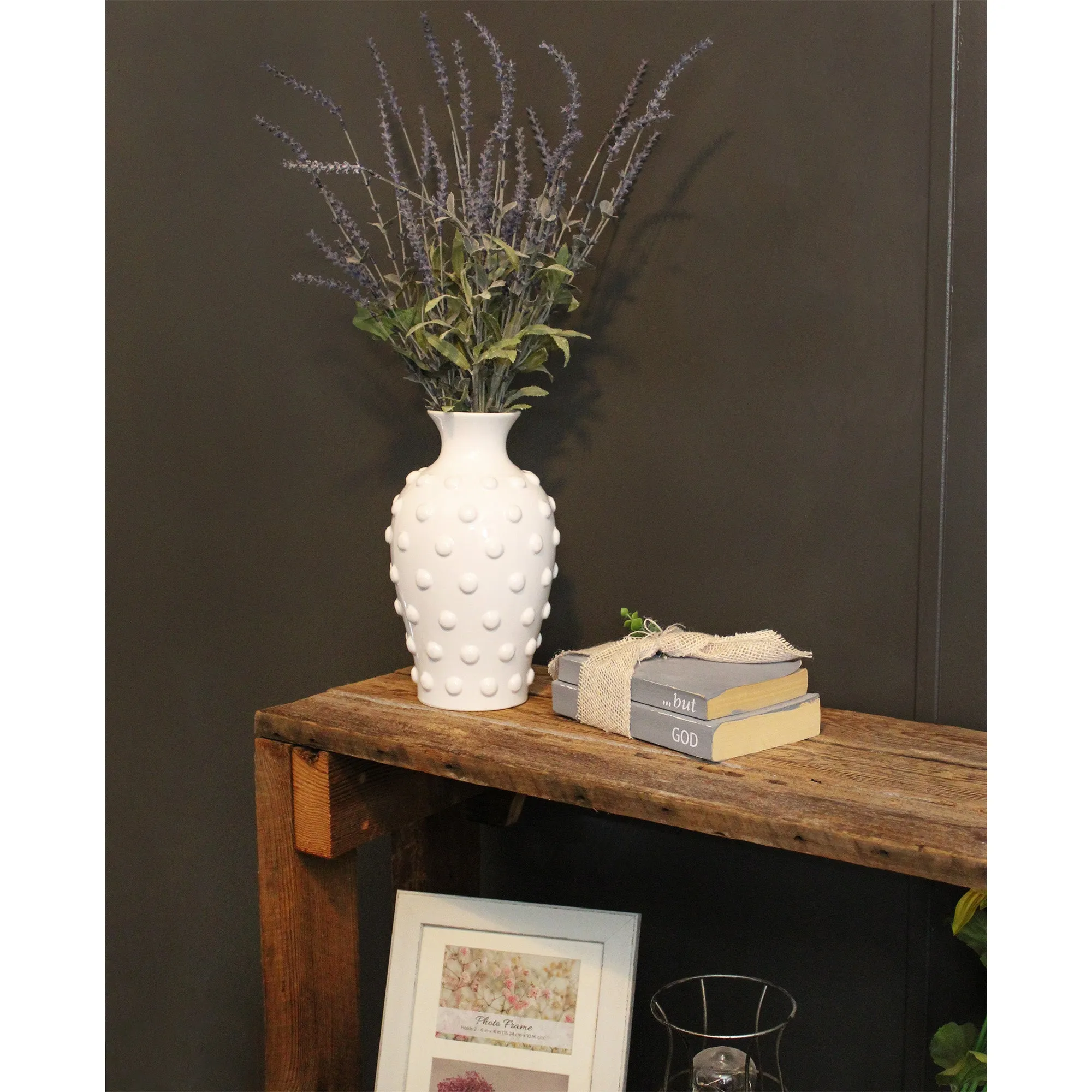 Old-Fashioned White Hobnail Vase