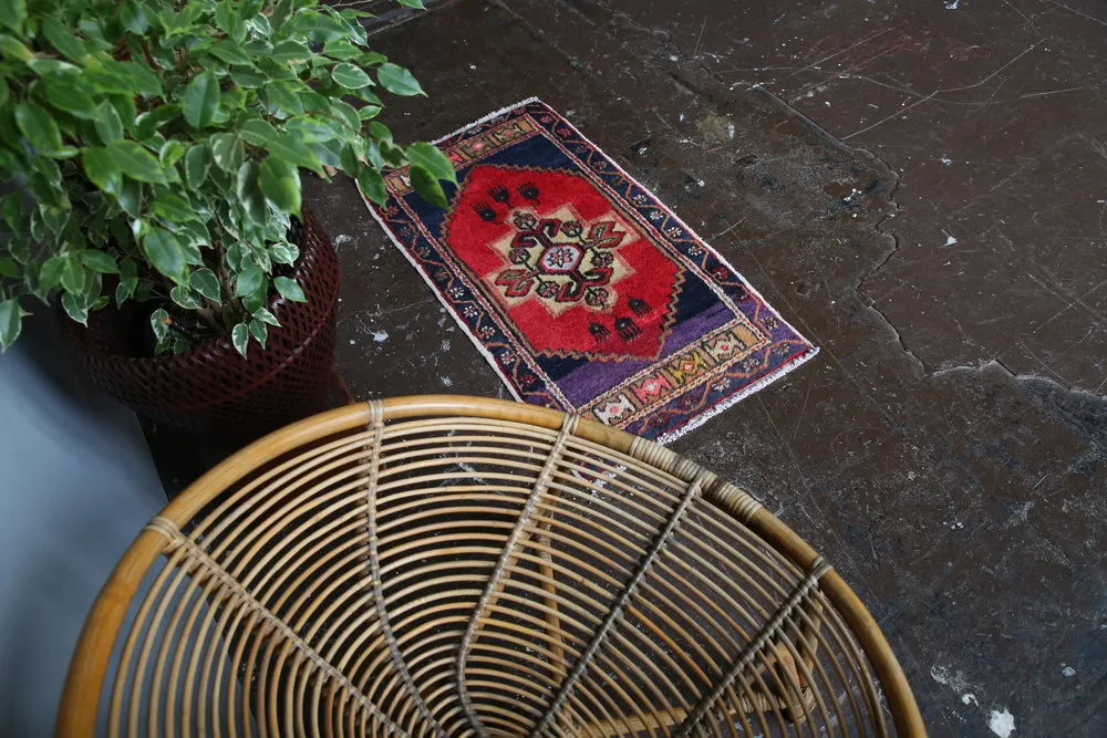 Old Mini Turkish Rug 1.4ftx3.4ft