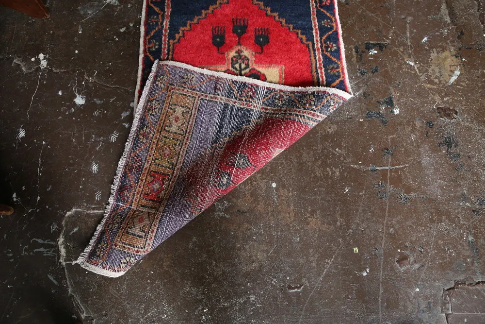 Old Mini Turkish Rug 1.4ftx3.4ft