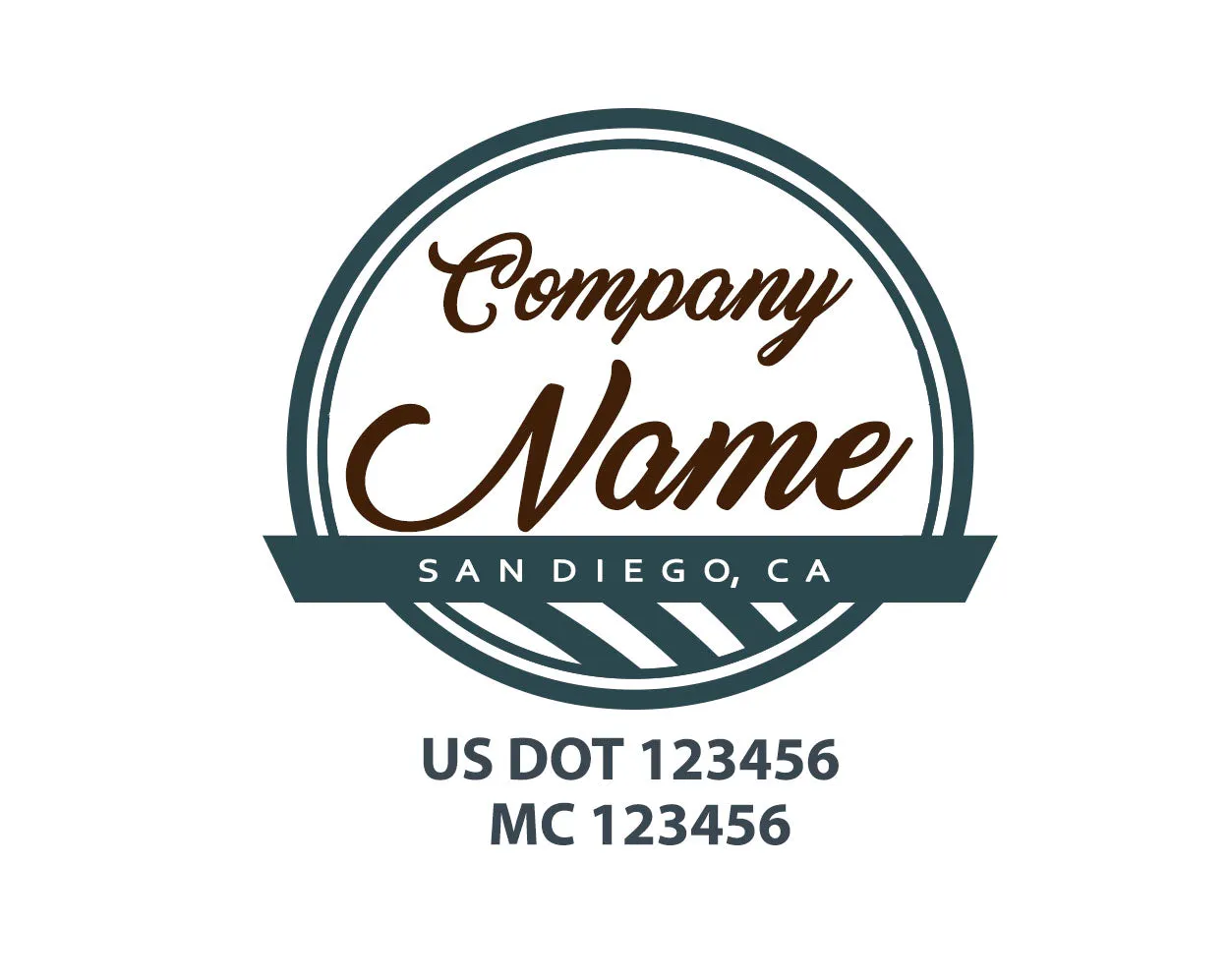 Old School Style Company Name Truck Decal USDOT, 2 Pack