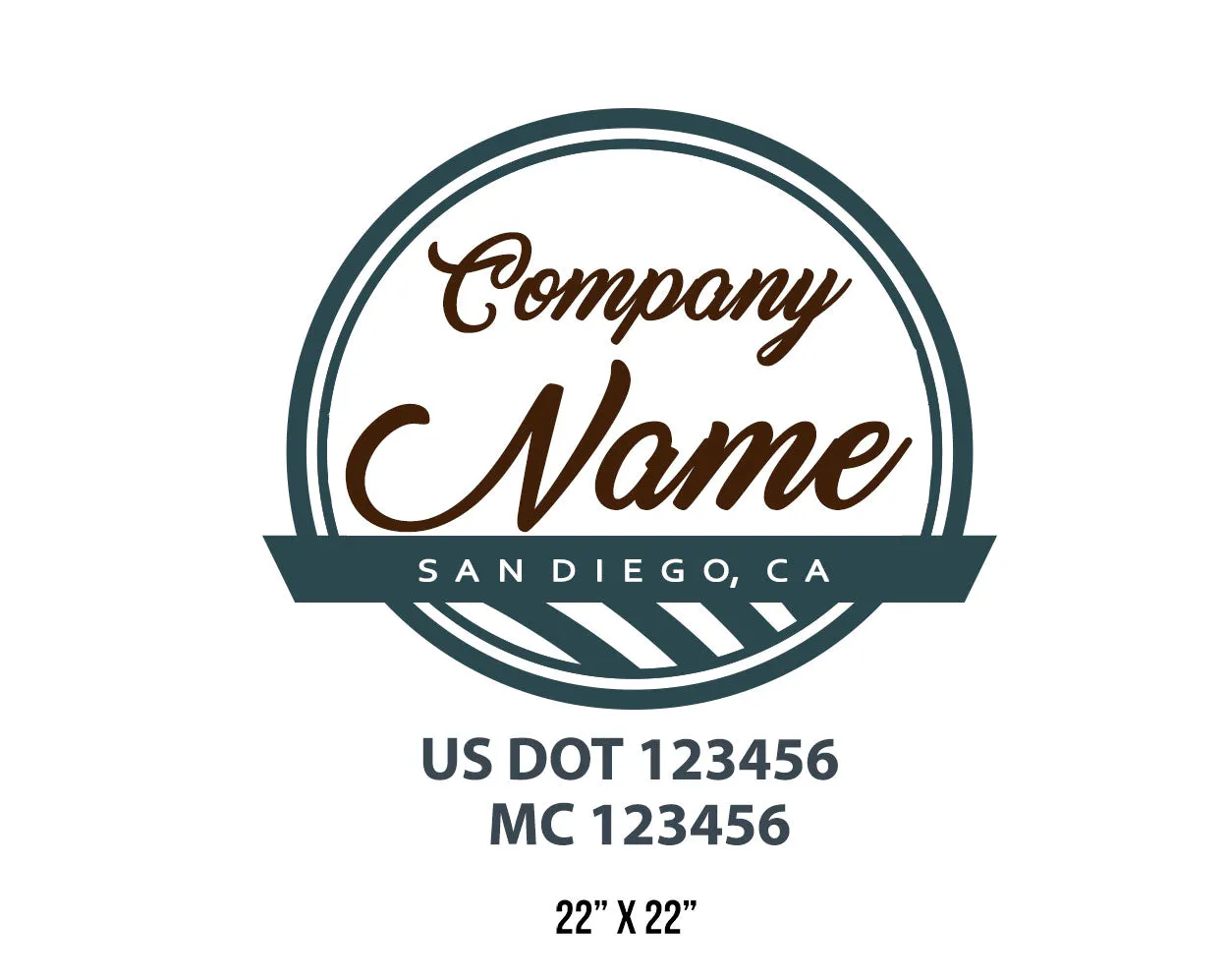 Old School Style Company Name Truck Decal USDOT, 2 Pack