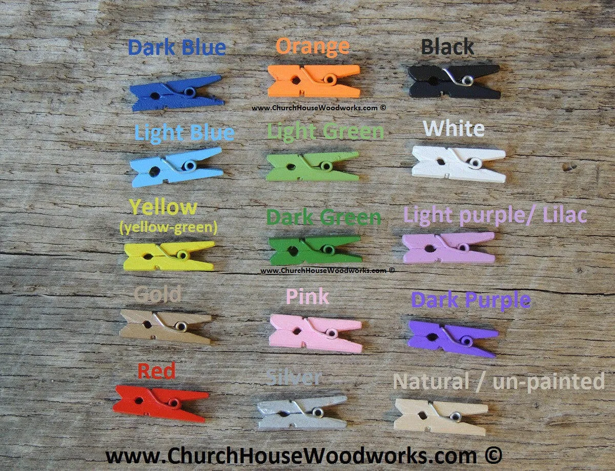 Pack of 100 Mini Natural Wood Clothespins