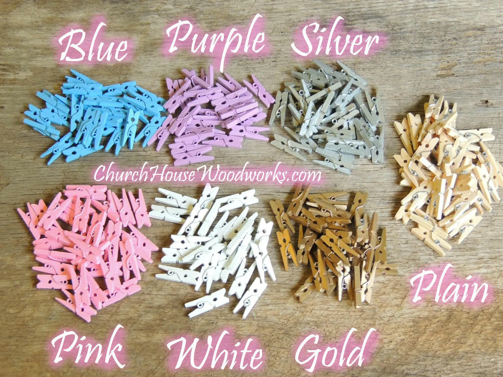 Pack of 100 Mini Natural Wood Clothespins
