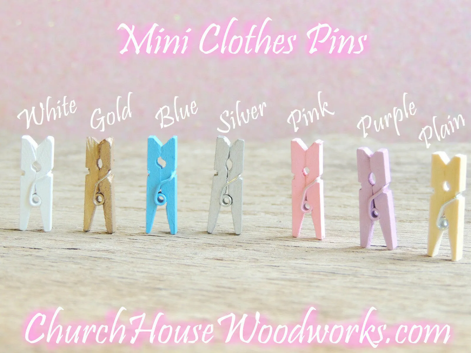Pack of 100 Mini Natural Wood Clothespins