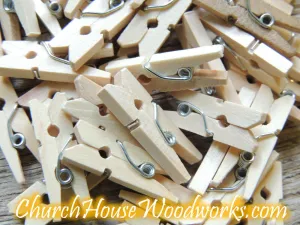 Pack of 100 Mini Natural Wood Clothespins