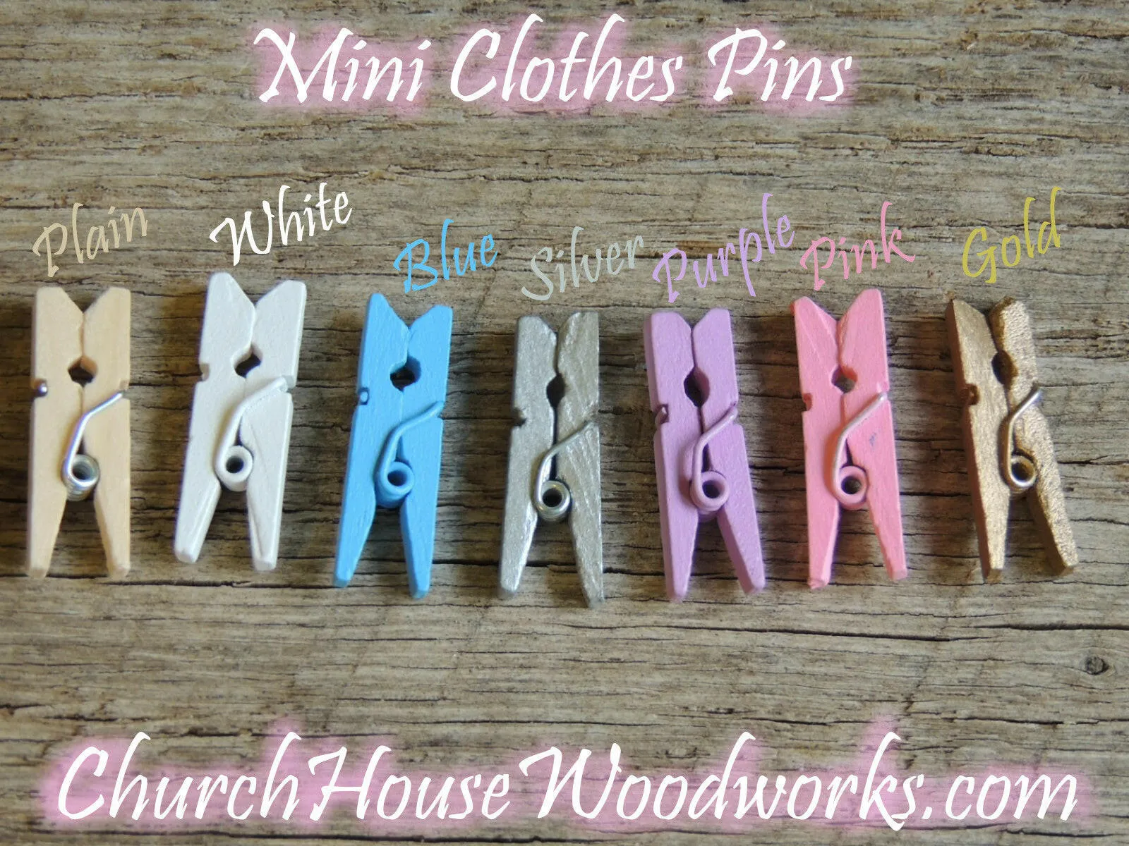 Pack of 100 Mini Natural Wood Clothespins
