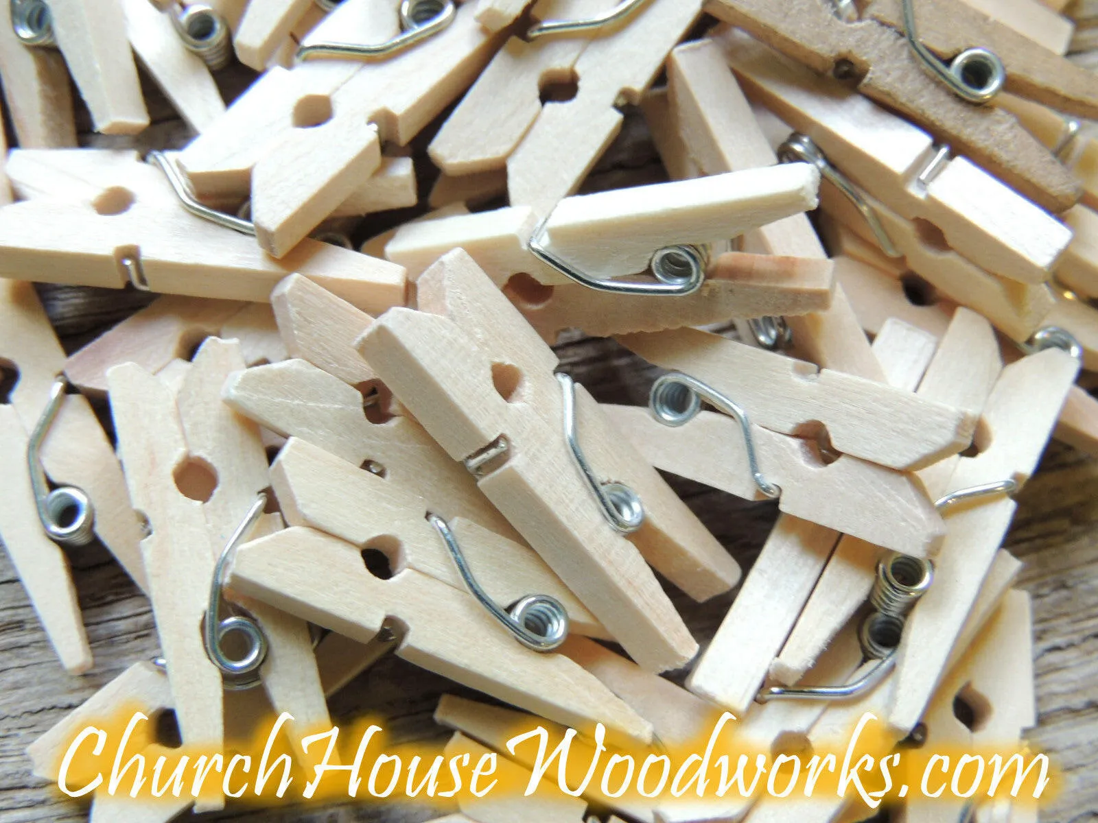 Pack of 100 Mini Natural Wood Clothespins