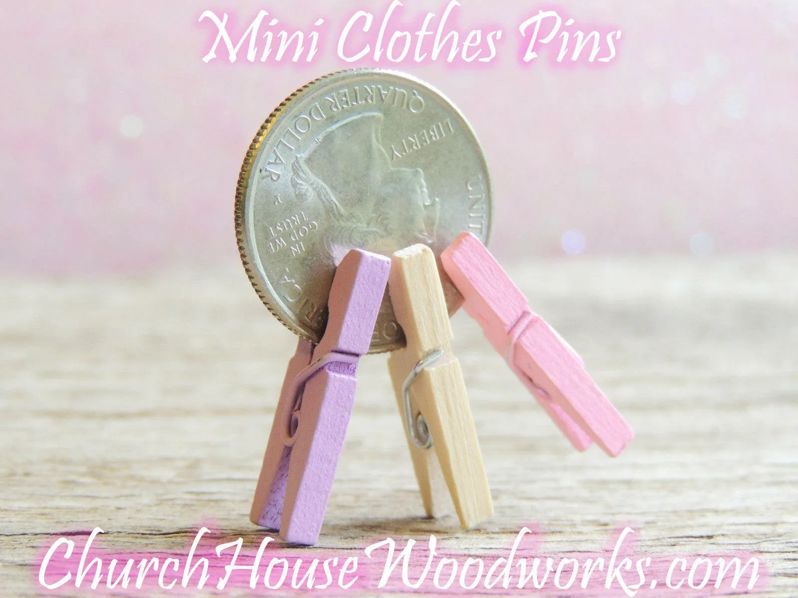 Pack of 100 Mini Natural Wood Clothespins
