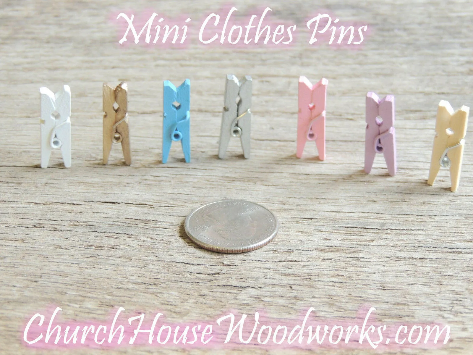 Pack of 100 Mini Natural Wood Clothespins