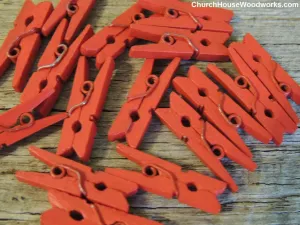 Pack of 100 Mini Red Wooden Clothespins