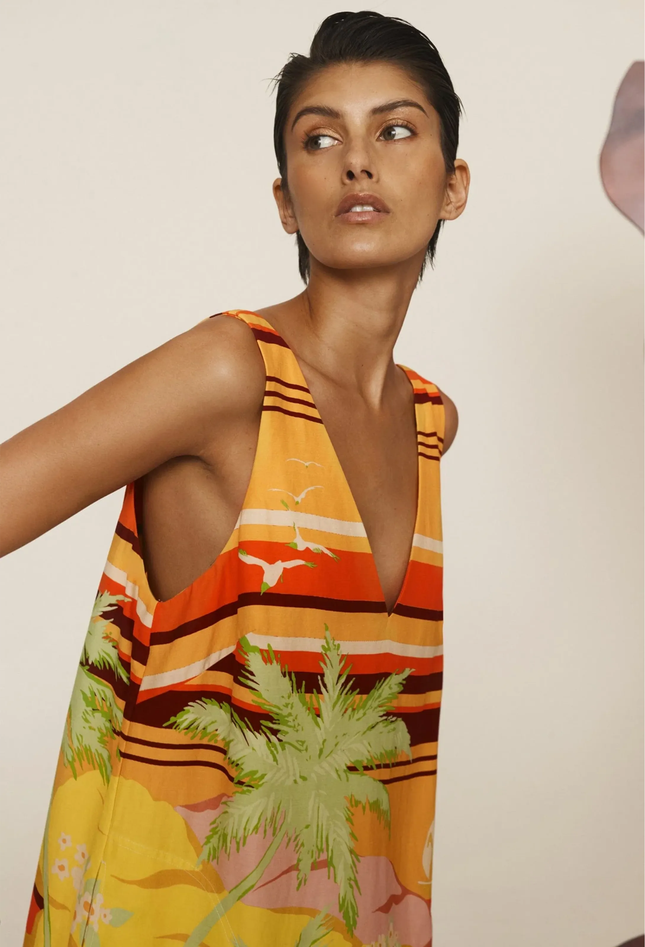 Palm Island V Neck Mini Dress