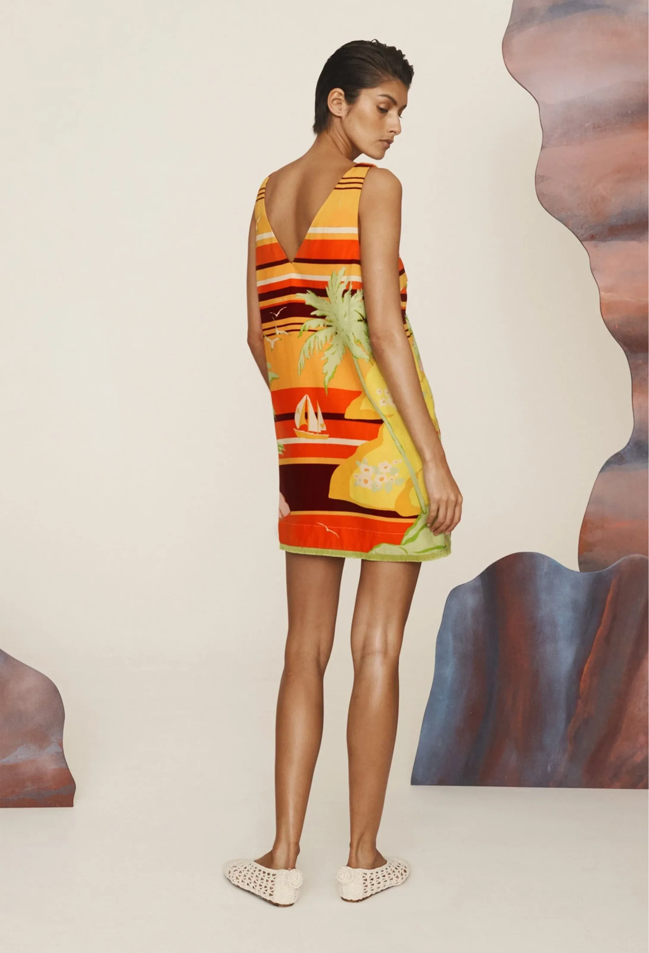 Palm Island V Neck Mini Dress