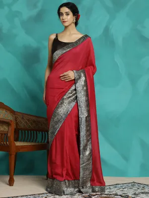 Party Wear Pink Zari Woven Banarasi Saree